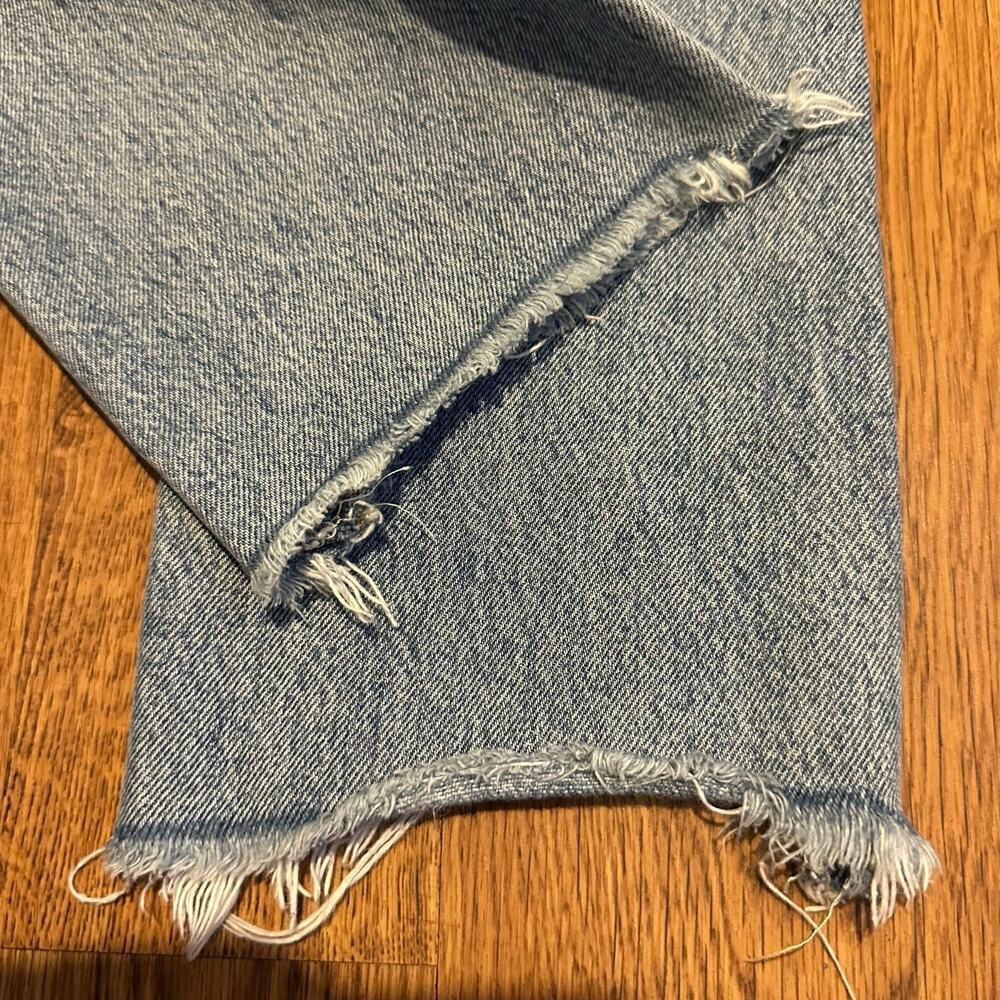 Agolde blue Riley 100% cotton raw hem 26 button fly high rise crop straight - Picture 9 of 11